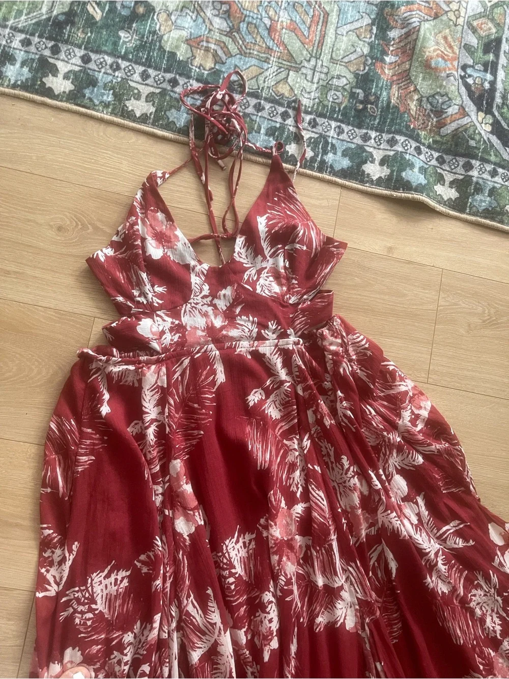 Free people Size medium Floral Halter woman's Maxi Dress - Picture 6 of 11